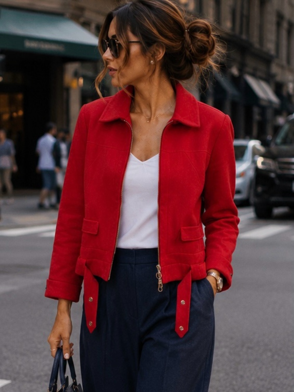 Zara Basic Red Blazer Womens L Single Button Bright Red Jacket Office Pop